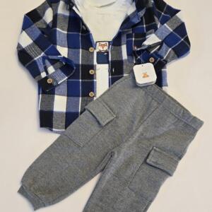 3pc blue shirt trouser set